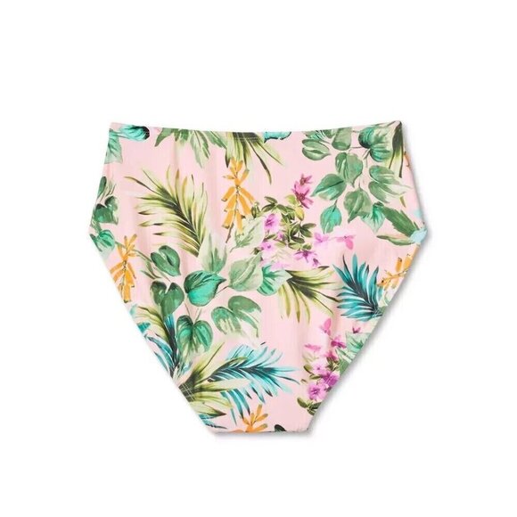 Botanical Floral Print Bikini Bottom - Kona Sol Light Pink Large - Picture 3 of 8